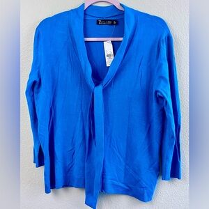 7th Avenue NYCO Blue Women's Longsleeve Sweater Top w/ Tie Front Accent XLarge